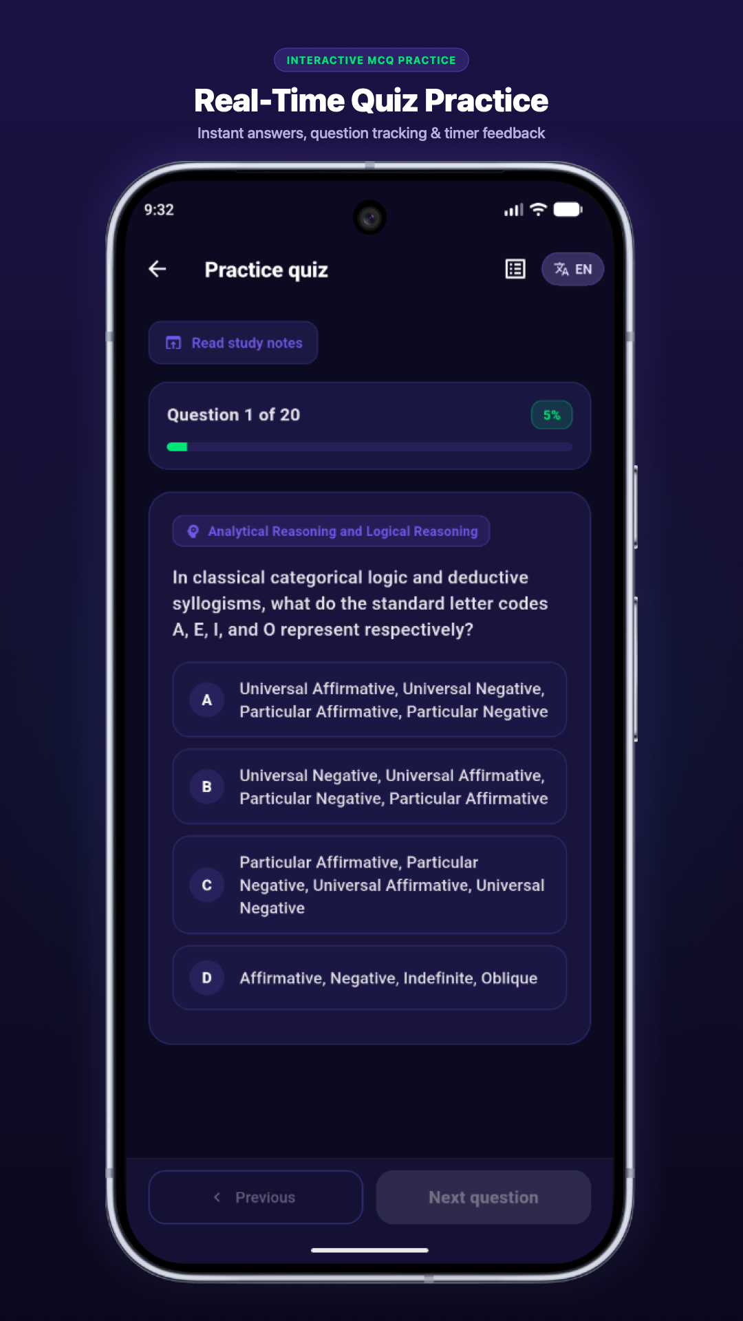 Logical Reasoning app — Interactive questions